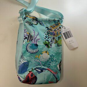 VERA BRADLEY Lighten Up Water Bottle Crossbody Bag Antilles Treasure Blue NWT